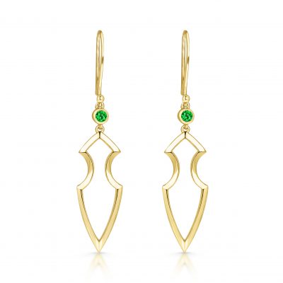 Kali Earrings ~ Solo Tsavorite Spear (yellow)