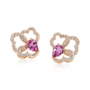 Ostara Earrings ~ Pink Sapphire & Diamonds Rose Gold