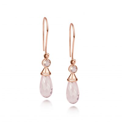 Aura Earrings~ Mini Rose Quartz with Caps