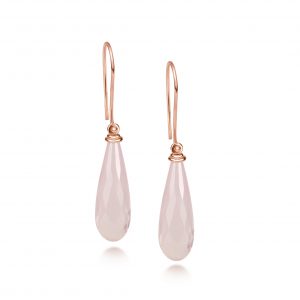 Aura Earrings ~ Rose Quartz Drops (rose gold)