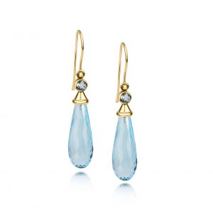 Aura Earrings ~ Sky Blue Topaz with gemstone caps