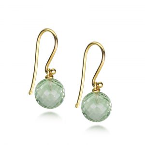 Aura Earrings ~ Green Quartz Discoball