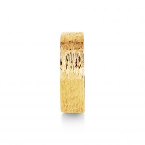 Bark Texture Band with Diamond side (3) ~ Yellow Gold