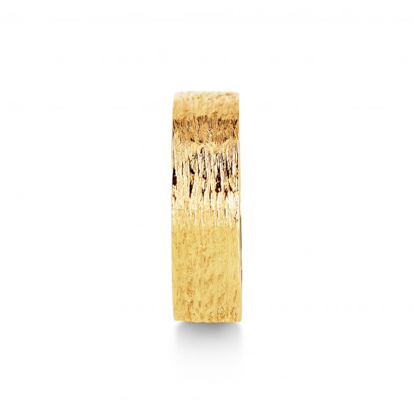 Bark Texture Band with Diamond side (3) ~ Yellow Gold
