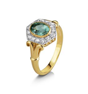 Kata Home Page - Vannina Vintage Aquamarine Diamond Cluster Ring