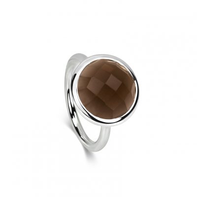 Halo Ring - Round Smoky Quartz - KATA Jewellery