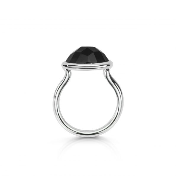 Halo Ring - Round Smoky Quartz - Silver - KATA Jewellery