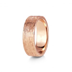 Recycled rose gold bark texture wedding band by KATA Jewellery, handmade in Tunbridge Wells.
