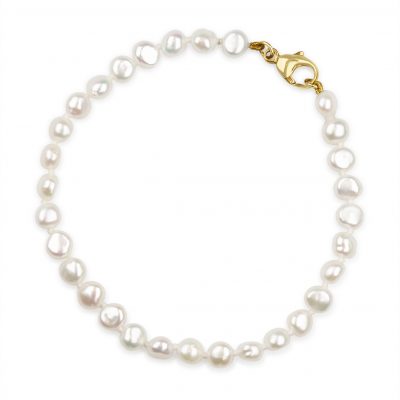 “Freshwater Pearl Bracelet with softly glowing bouton pearls and precious metal clasp.”