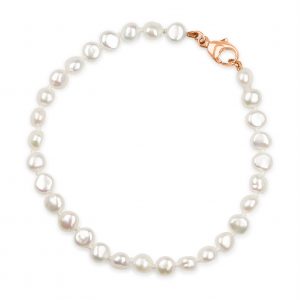 “Freshwater Pearl Bracelet with softly glowing bouton pearls and precious metal clasp.”