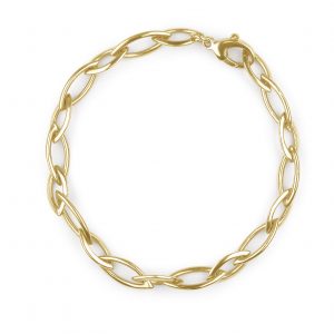 Echo Marquise Gold Bracelet by KATA Jewellery — handcrafted 9ct gold bracelet with marquise-shaped links and shackle clasp, made in Tunbridge Wells.