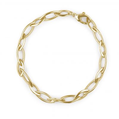 Echo Marquise Gold Bracelet by KATA Jewellery — handcrafted 9ct gold bracelet with marquise-shaped links and shackle clasp, made in Tunbridge Wells.