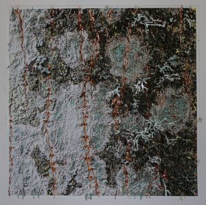 “Above the Veil of Dreams by Pari Aazami — large mixed-media artwork with platinum, silver, copper, and gold leaf, designed for four orientations.”