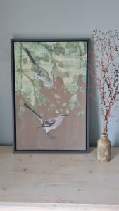 Seeking Atticus by Jade Taylor – mixed media artwork with acrylic and botanical collage.