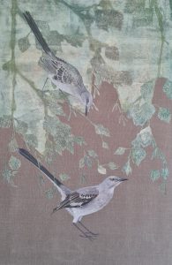 Seeking Atticus by Jade Taylor – mixed media artwork with acrylic and botanical collage.