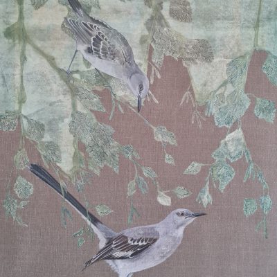 Seeking Atticus by Jade Taylor – mixed media artwork with acrylic and botanical collage.