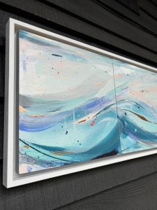Close-up detail of Glimmers by Caroline Martin, showing layered mixed media texture