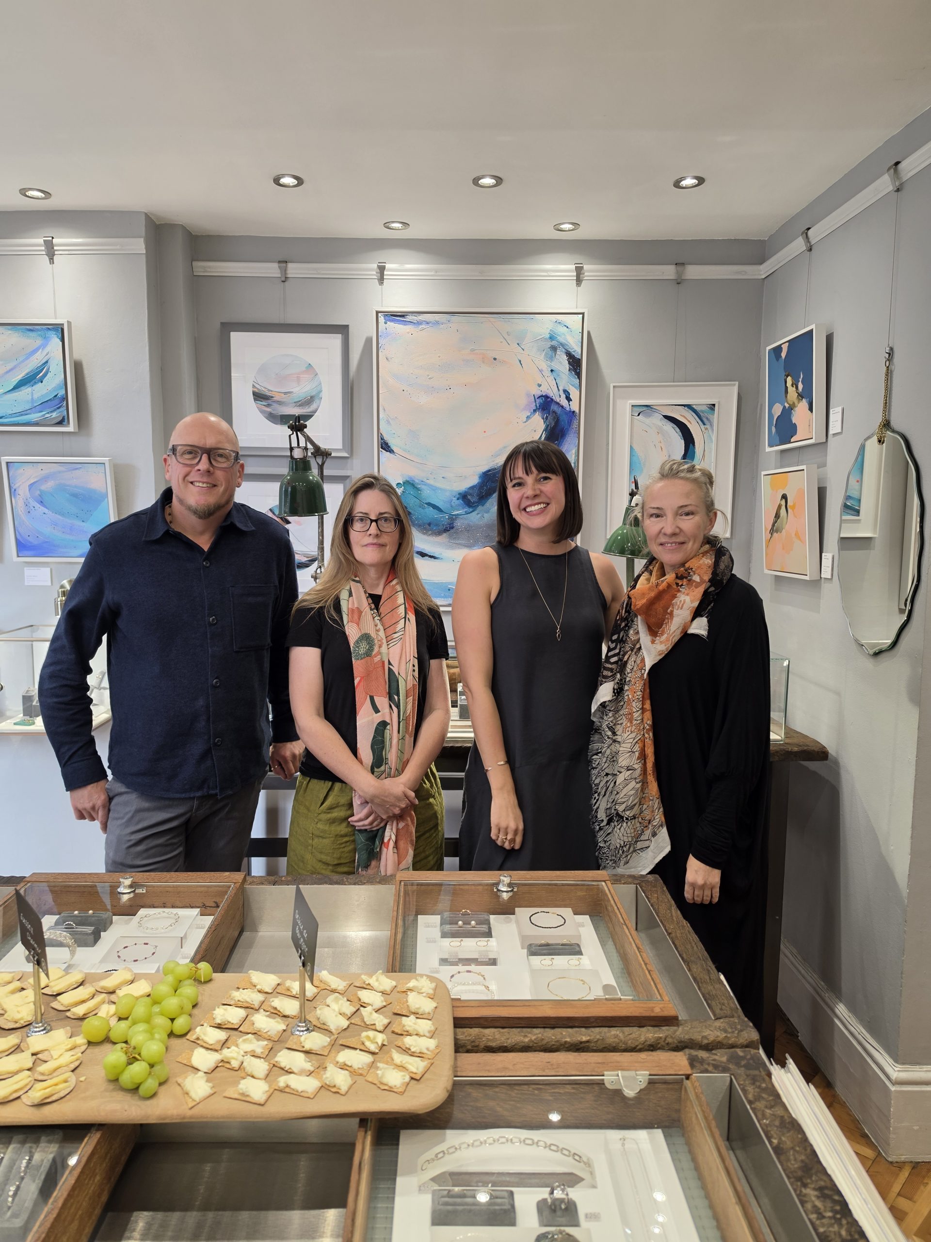 Jennifer and Anton Kata with artists Caroline Martin and Heidi Langridge at a Meet the Artist event at KATA Jewellery in Tunbridge Wells.