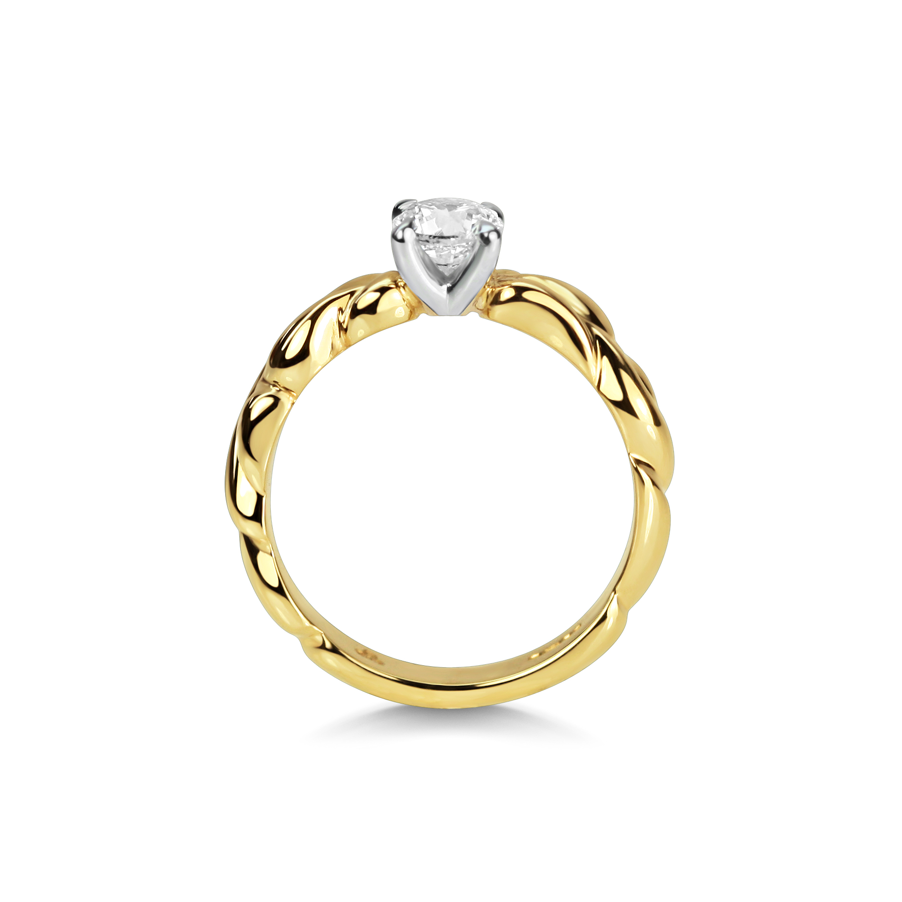 Woven Bark Ring ~ Diamond and Yellow Gold - Image 2