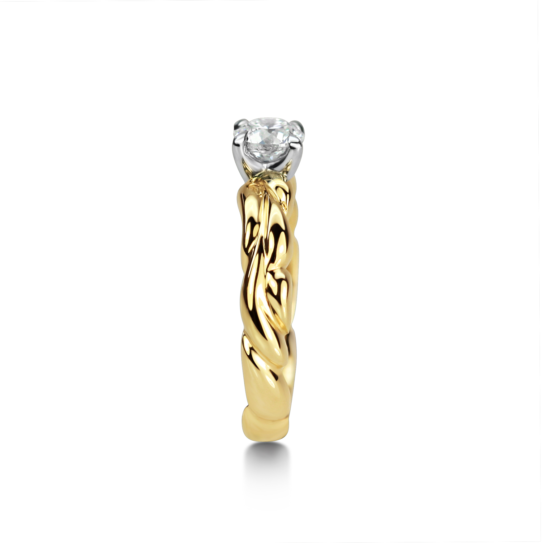 Woven Bark Ring ~ Diamond and Yellow Gold - Image 3