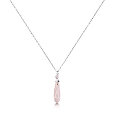 Rose Quartz Drop Pendant with Gemstone Cap