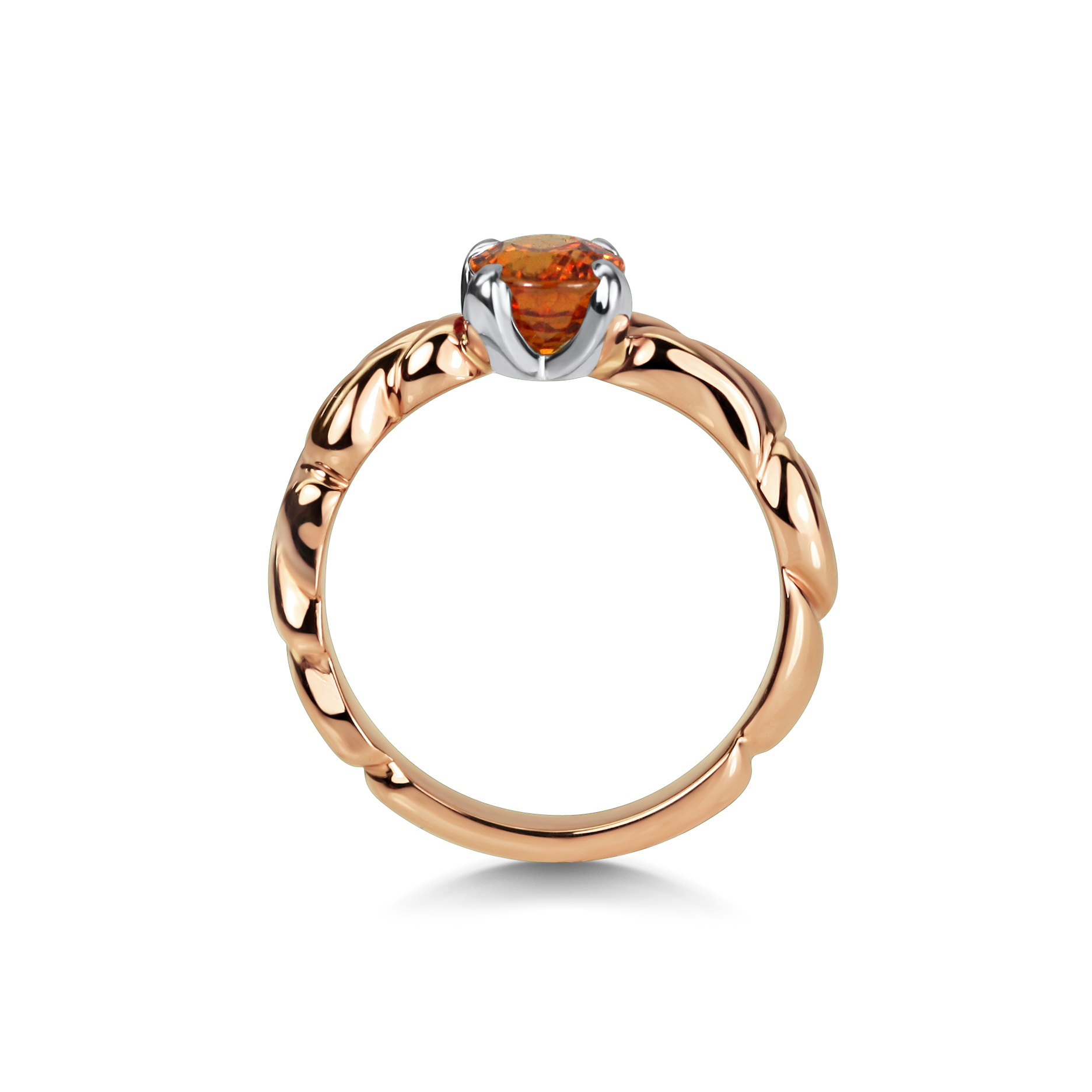 Woven Bark Ring ~ Spessartite Garnet and Rose Gold - Image 3