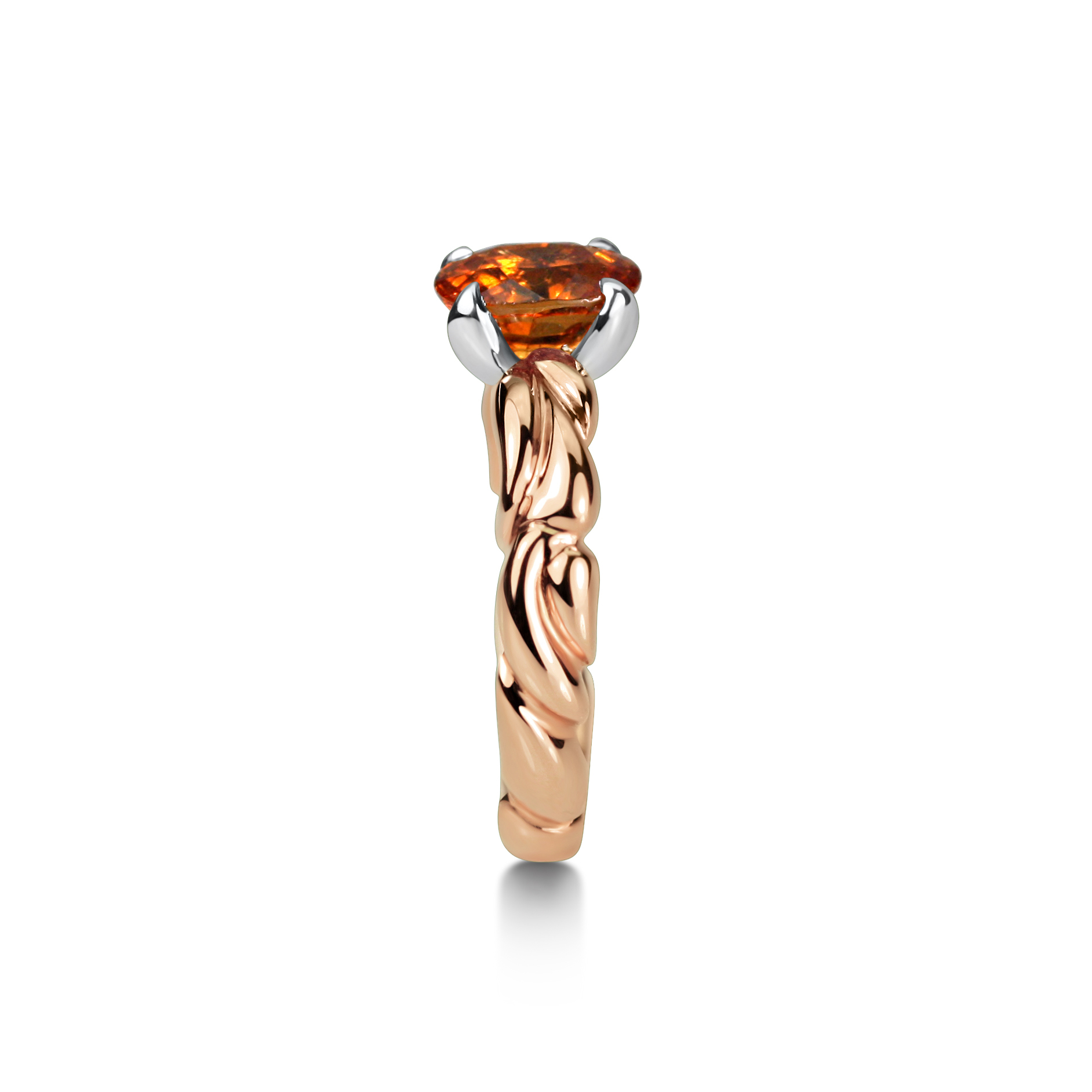 Woven Bark Ring ~ Spessartite Garnet and Rose Gold - Image 2