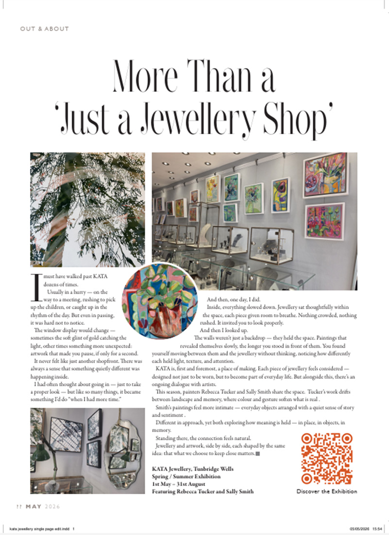 kata-more-than-just-a-jewellery-shop-press.jpg Read More Than Just a Jewellery Shop, a magazine article featuring KATA's art gallery, original paintings and jewellery.